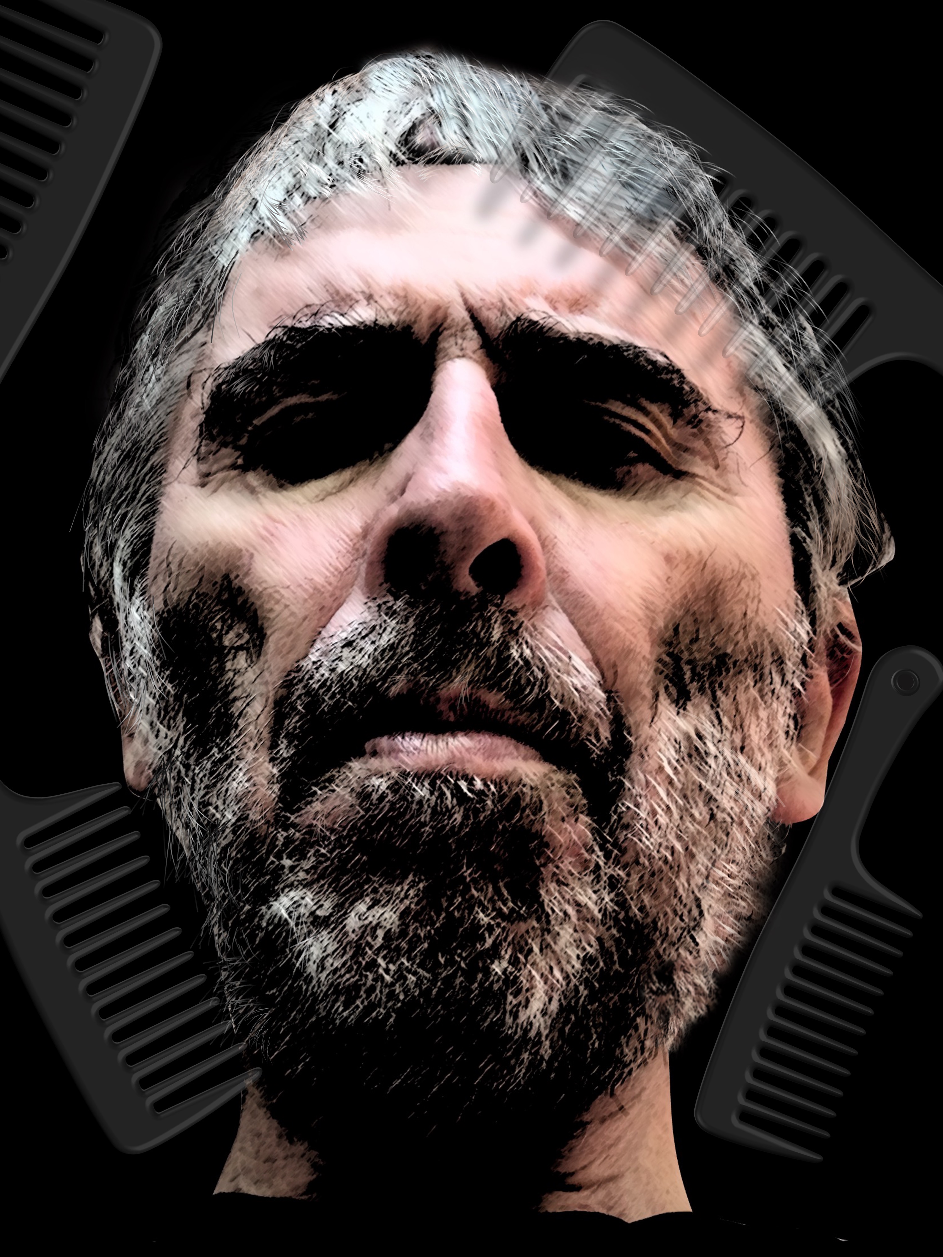 I myself unkempt in light and shadow; (combined painting technique; 2026-08-20)