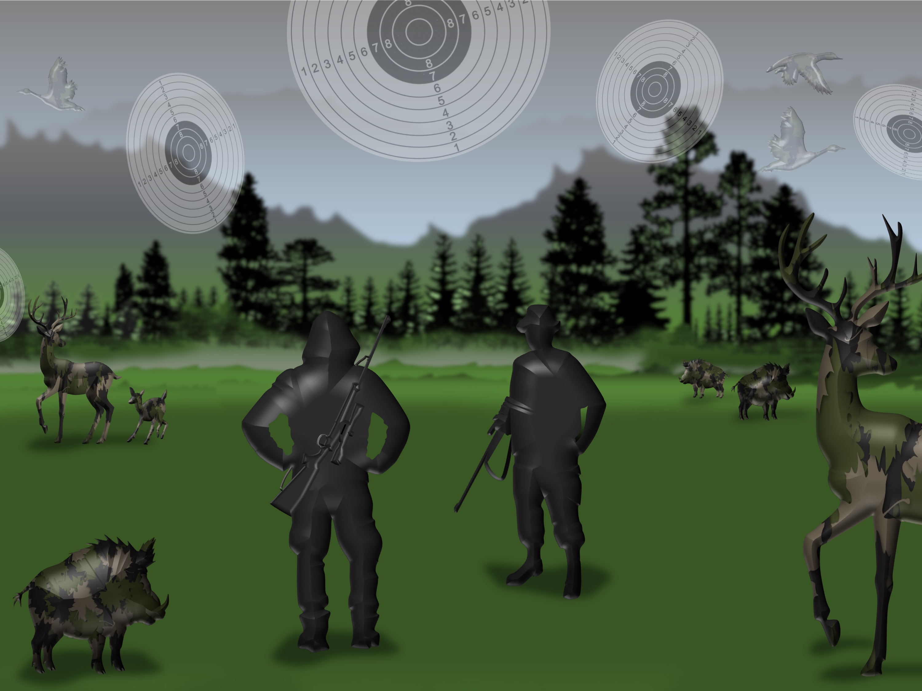 Camouflage I (Camouflage (+) and Hunting (-)); (Where is my moving target?); (combined painting technique; 2026-08-18)