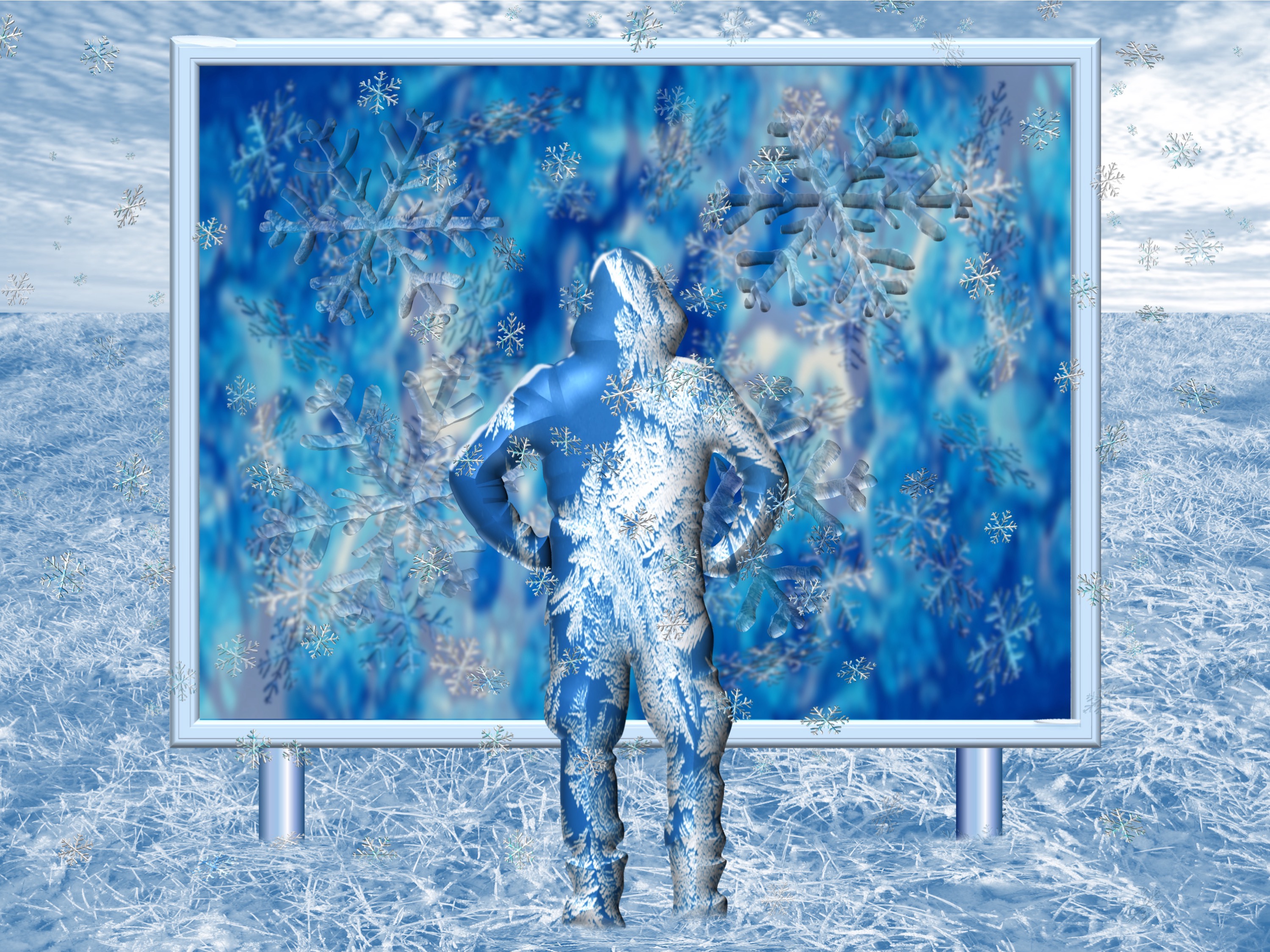 snowman painting I; (a snowman in an outdoor exhibition; (combined painting technique; 2026-08-25)