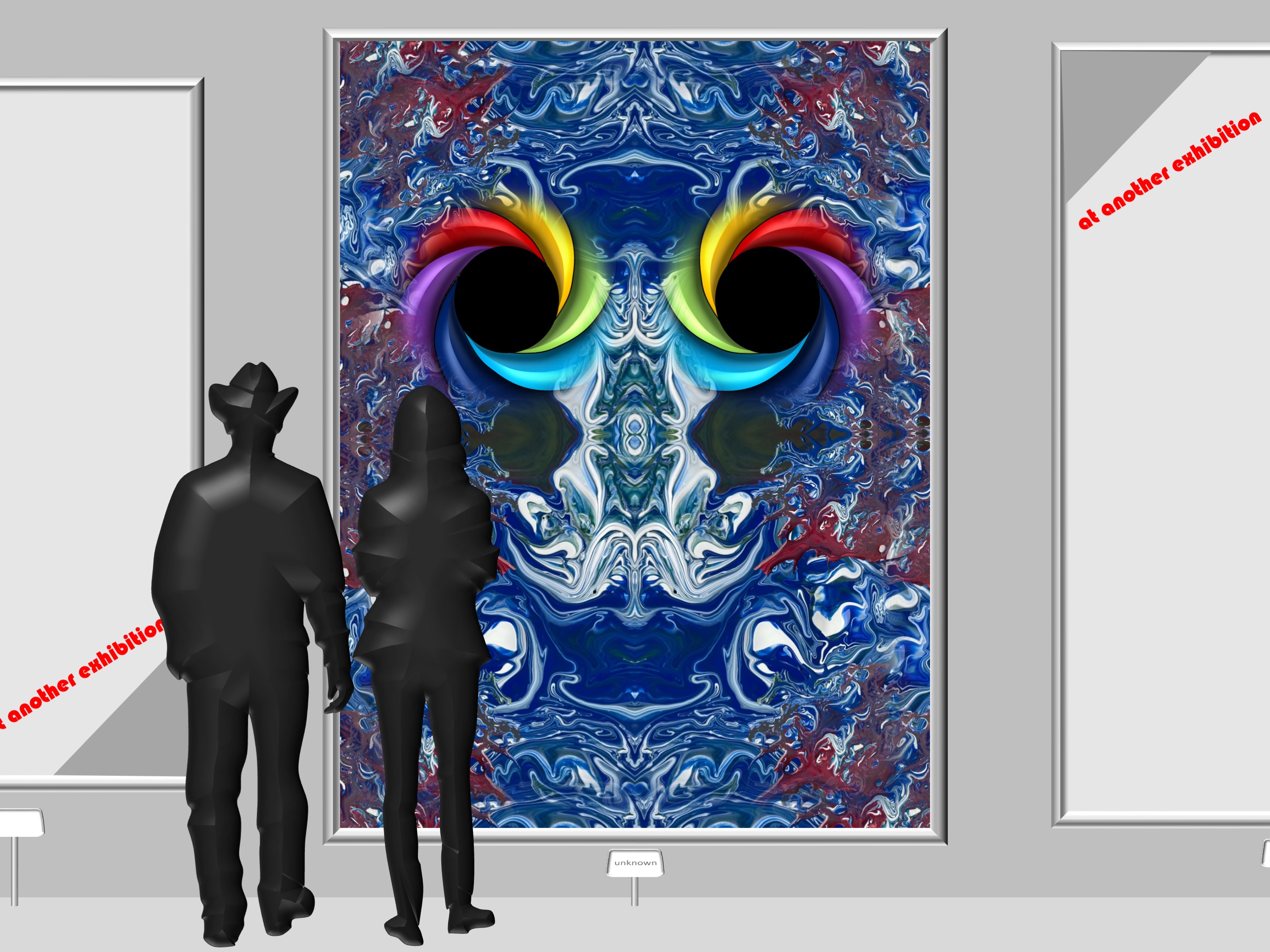 Art Gallery III (a mask?, two Black Holes in the Universe?, or a little bit of the Mandelbrot set?); (combined painting technique, 2026-09-21)