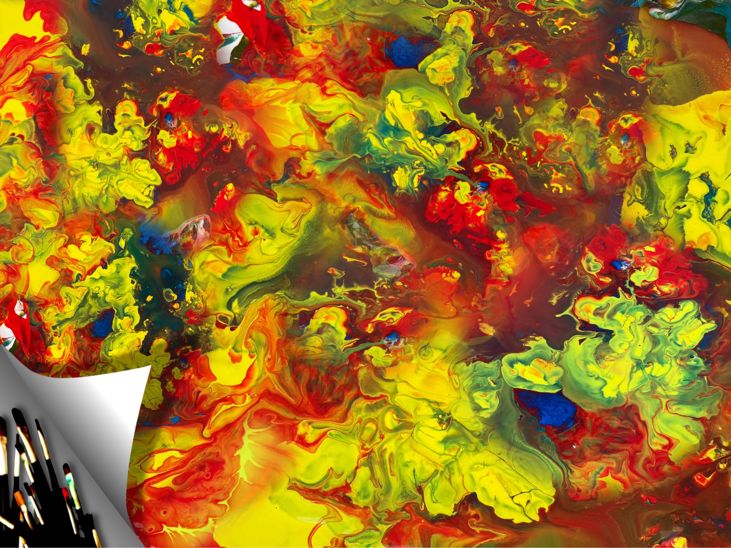 paintbrushes and maybe an accident with colors, or...; (acryl, 2026-10-26)