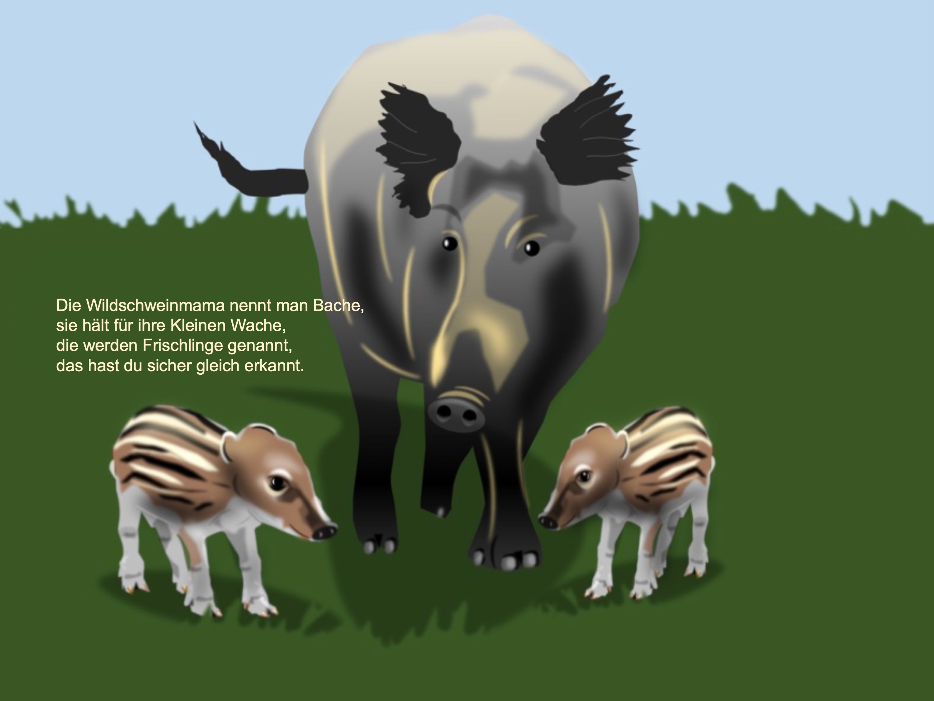 Wild boars (painted with PowerPoint; 2022-05-18)