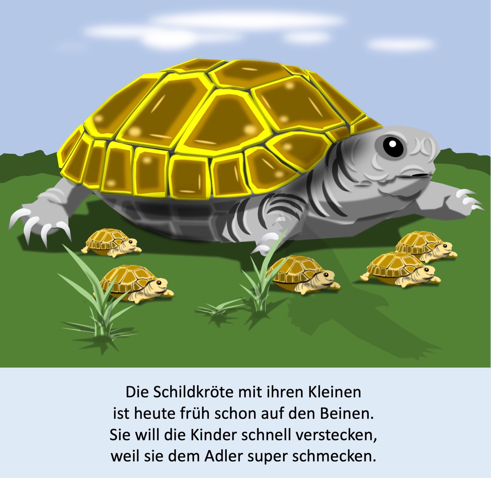 Turtles (grass); (painted with PowerPoint; 2022-05-22)