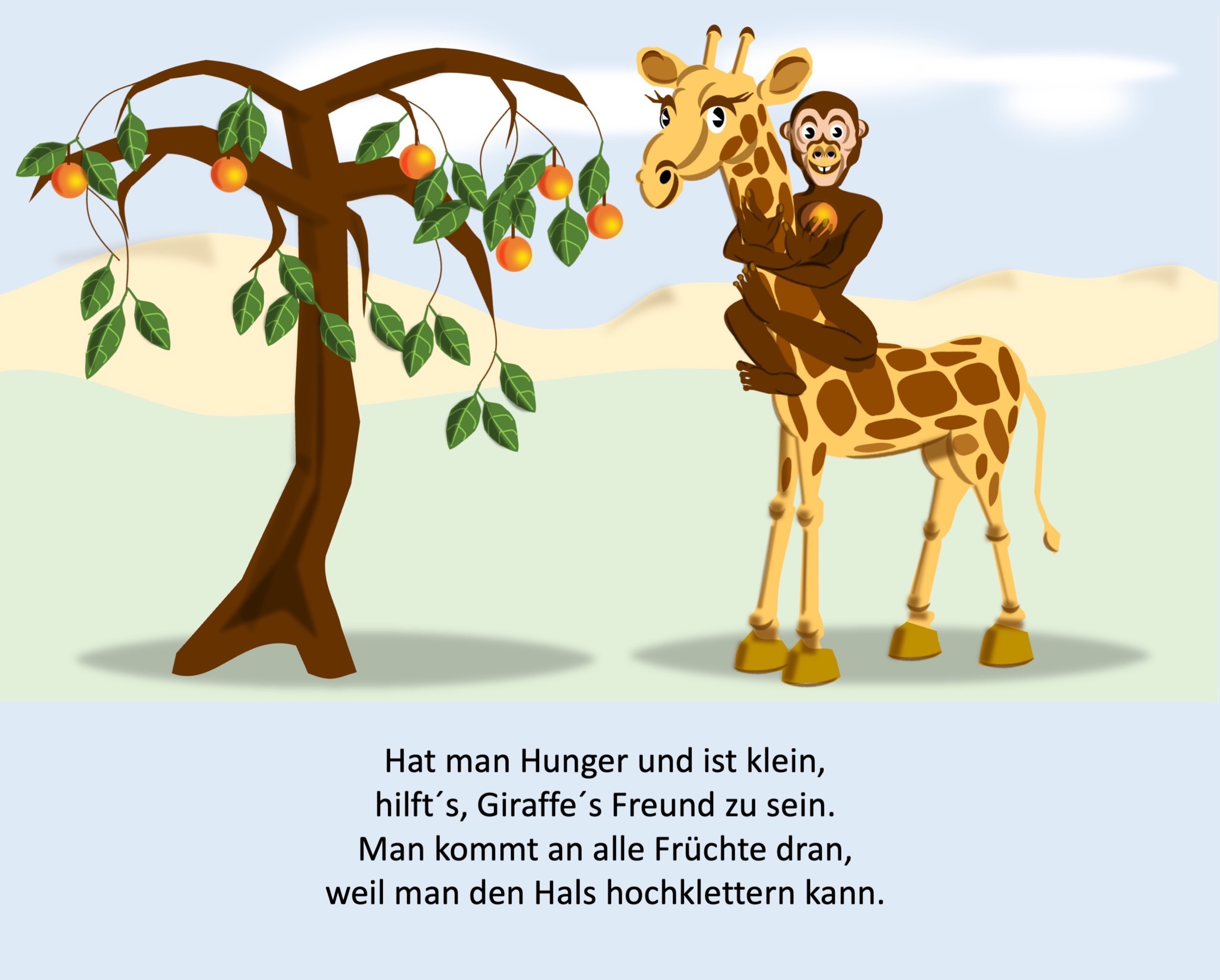 Giraffe and Monkey (painted with PowerPoint; 2021-11)