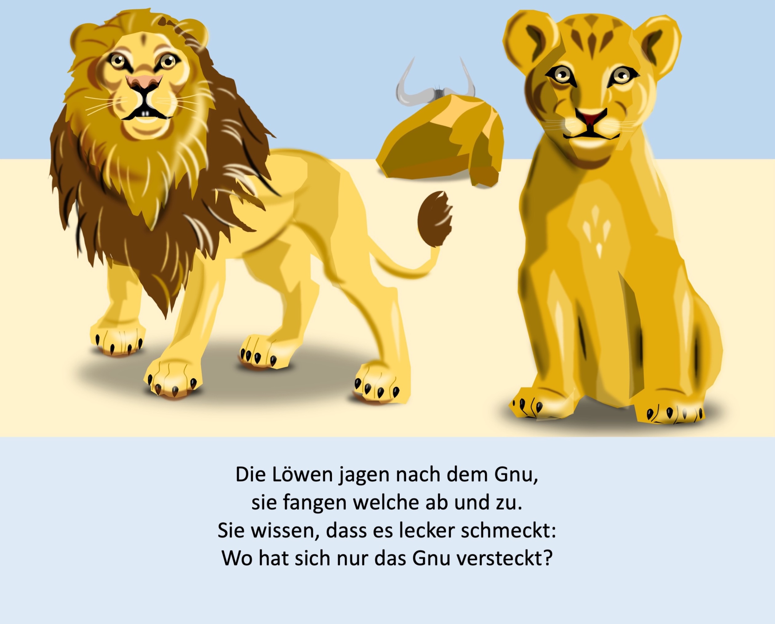 Lion family (painted with PowerPoint; 2021-11)