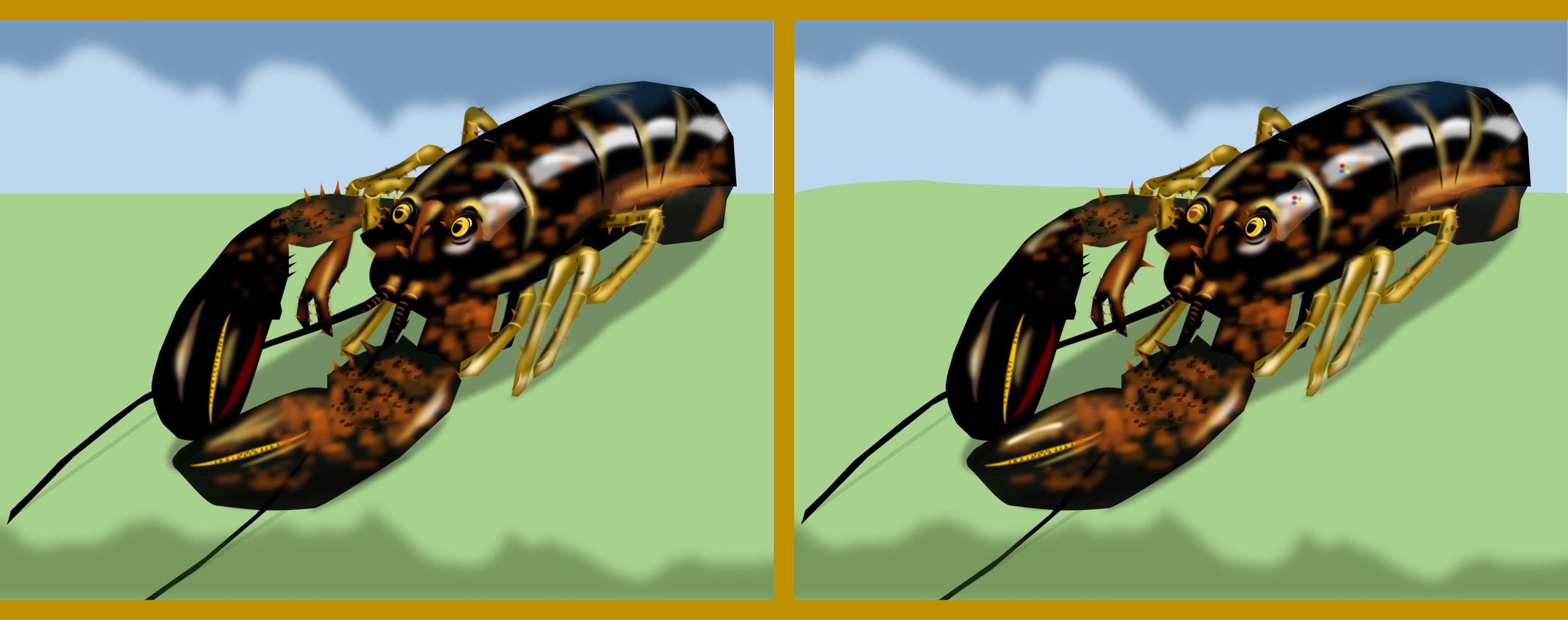 Hummer/lobster - Finde 10 Änderungen im rechten Bild. (anspruchsvoll) / Find 10 changes in the right picture. (challenging)