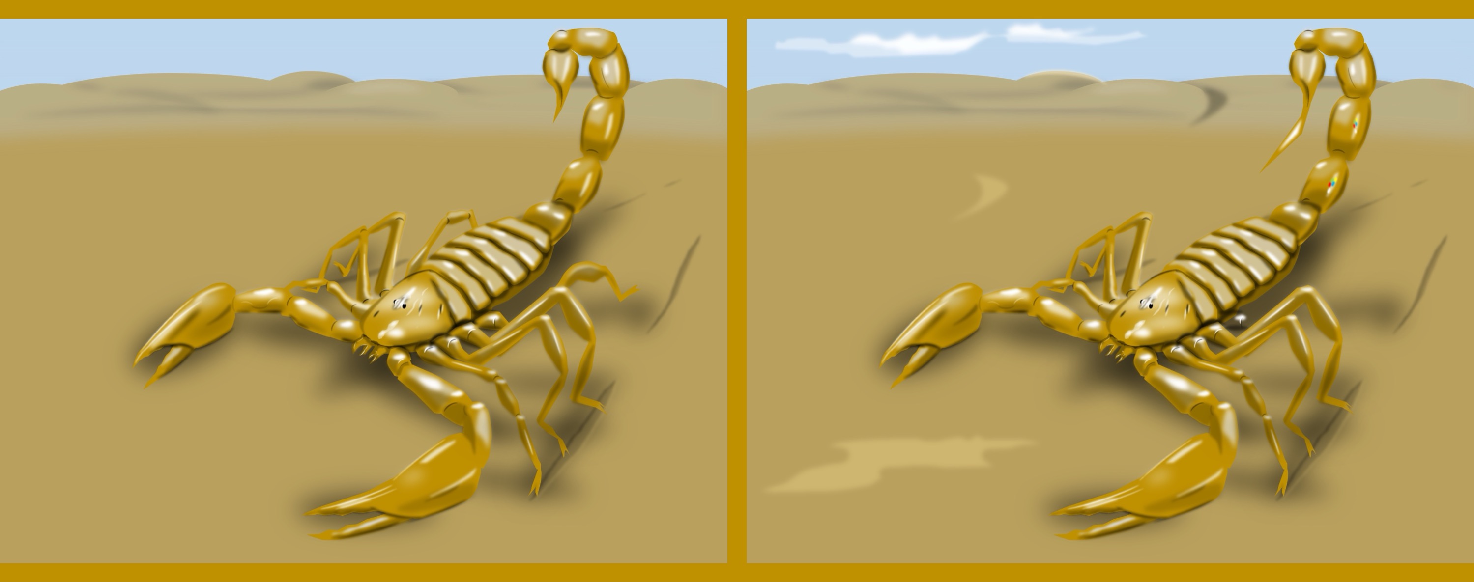 Skopion/scorpion - Finde 10 Änderungen im rechten Bild. / Find 10 changes in the right picture.