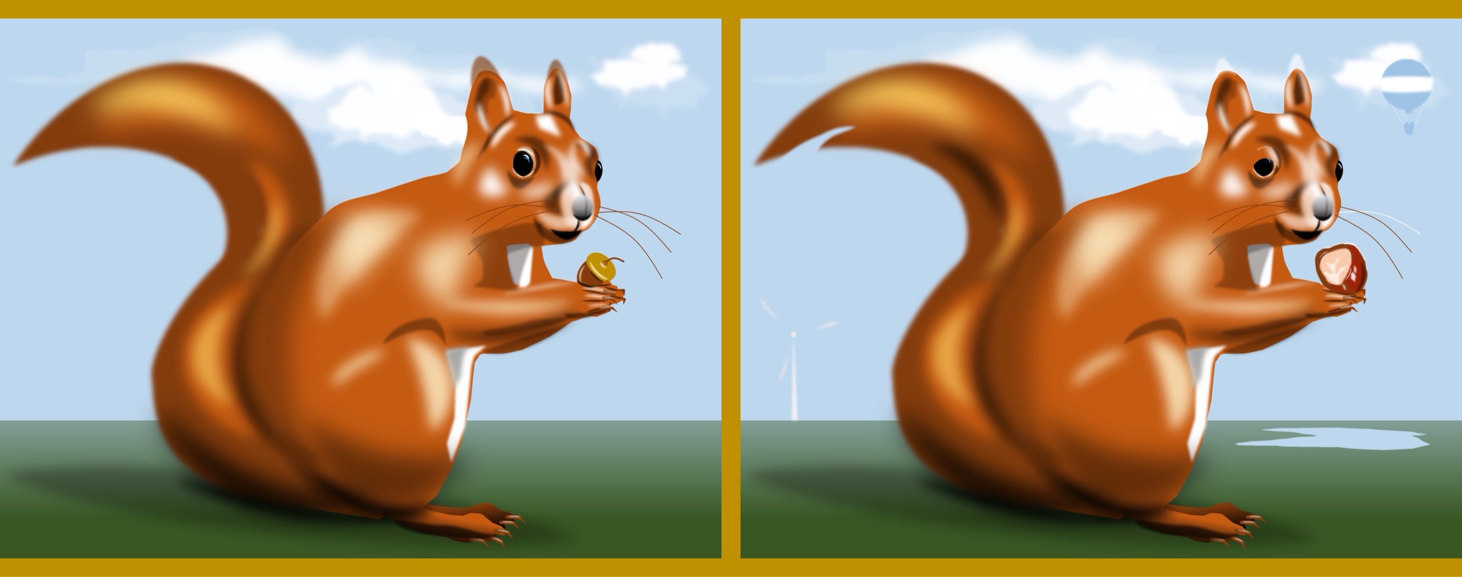 Eichhörnchen/squirrel - Finde 10 Änderungen im rechten Bild. / Find 10 changes in the right picture.