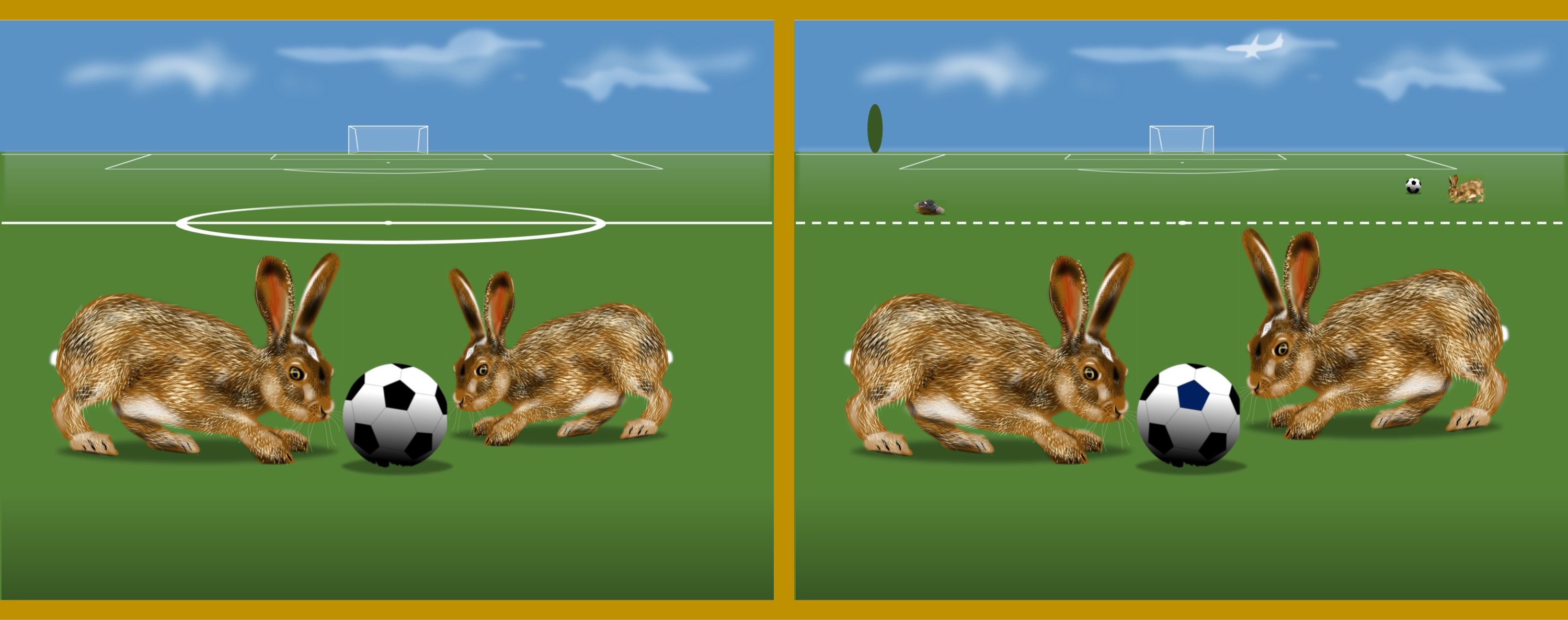 Hasen/rabbits - Finde 10 Änderungen im rechten Bild. / Find 10 changes in the right picture.