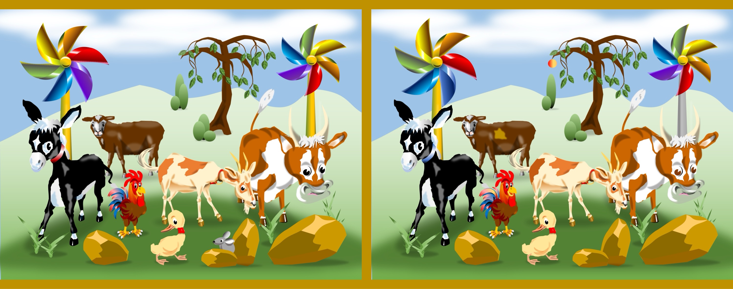 viele Tiere / a lot of animals - Finde Änderungen im rechten Bild. / Find changes in the right picture.
