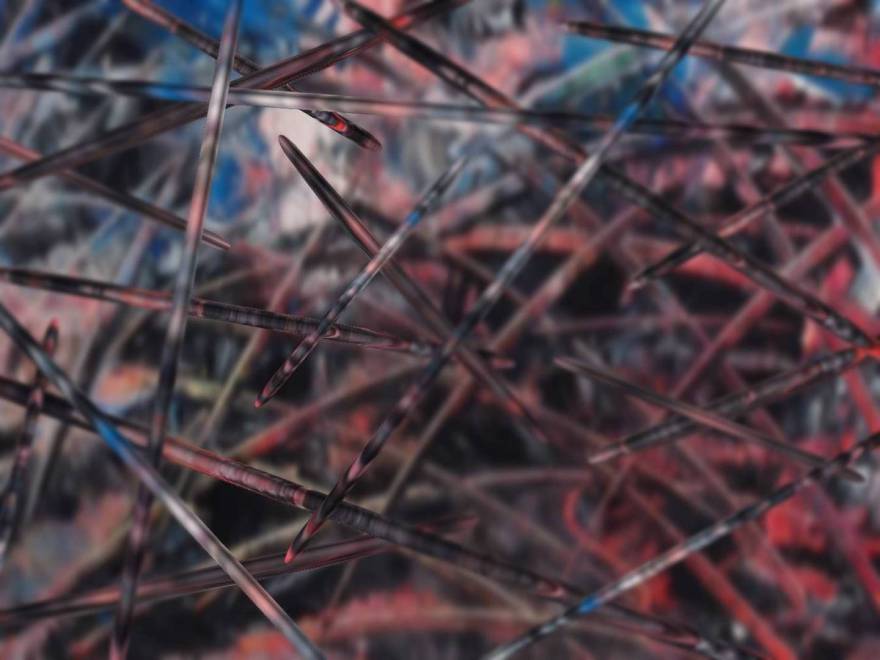 straight and curved bars in space (acryl, 2019-08)