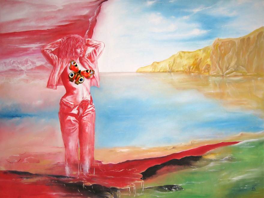 forget not to dream (or nostalgia); (oil, 1993/1994); (a butterfly has been added in 2024-03)
