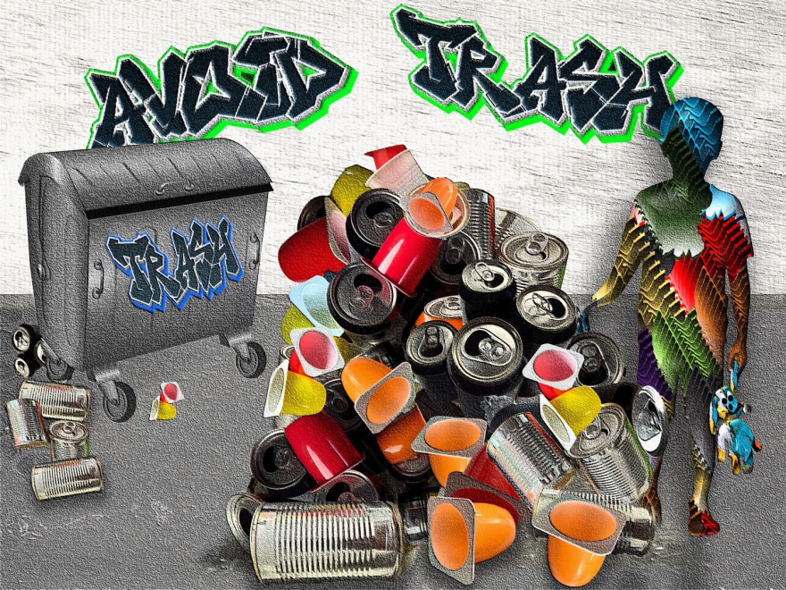 trash (Dad, I built a pyramid!); (combined painting technique; 2026-06-20)