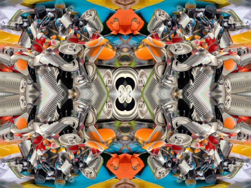 trash No 2 (maybe a draft for a puzzle or a carpet; combined painting technique; 2026-06-20); (twelve hidden people)