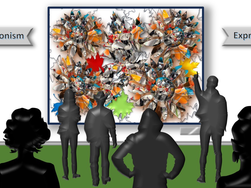 exhibition (modern art?); (version II; combined painting technique; 2026-06-23)