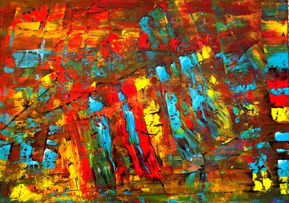 steep slope maybe with water falls (acryl, 2016)