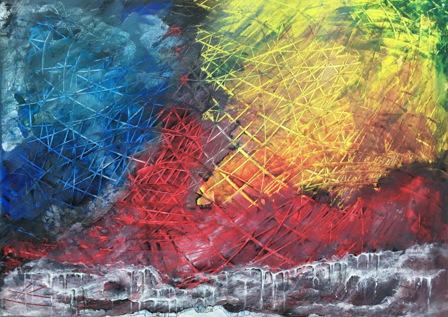 frozen scenery in front of blue, red and yellow (2017-06)