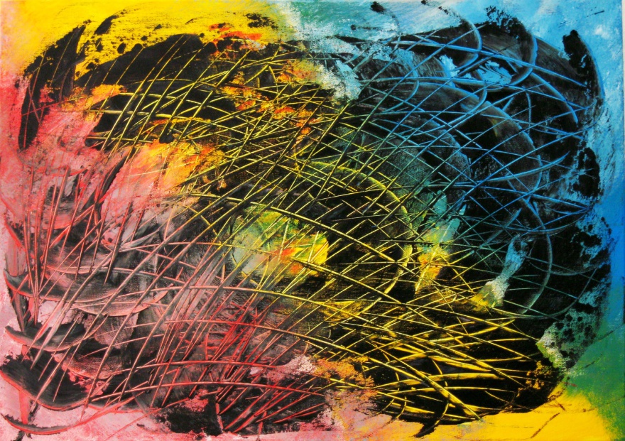 scenery with curved bars (acryl, 2018)
