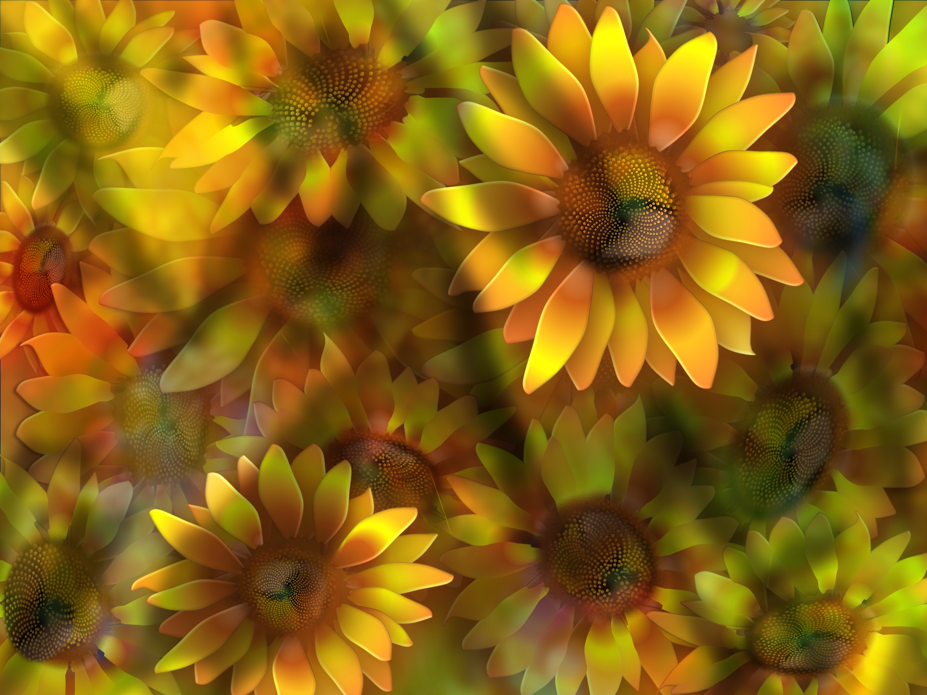 sunflowers in light and shadow (combined painting technique; just under preparation)