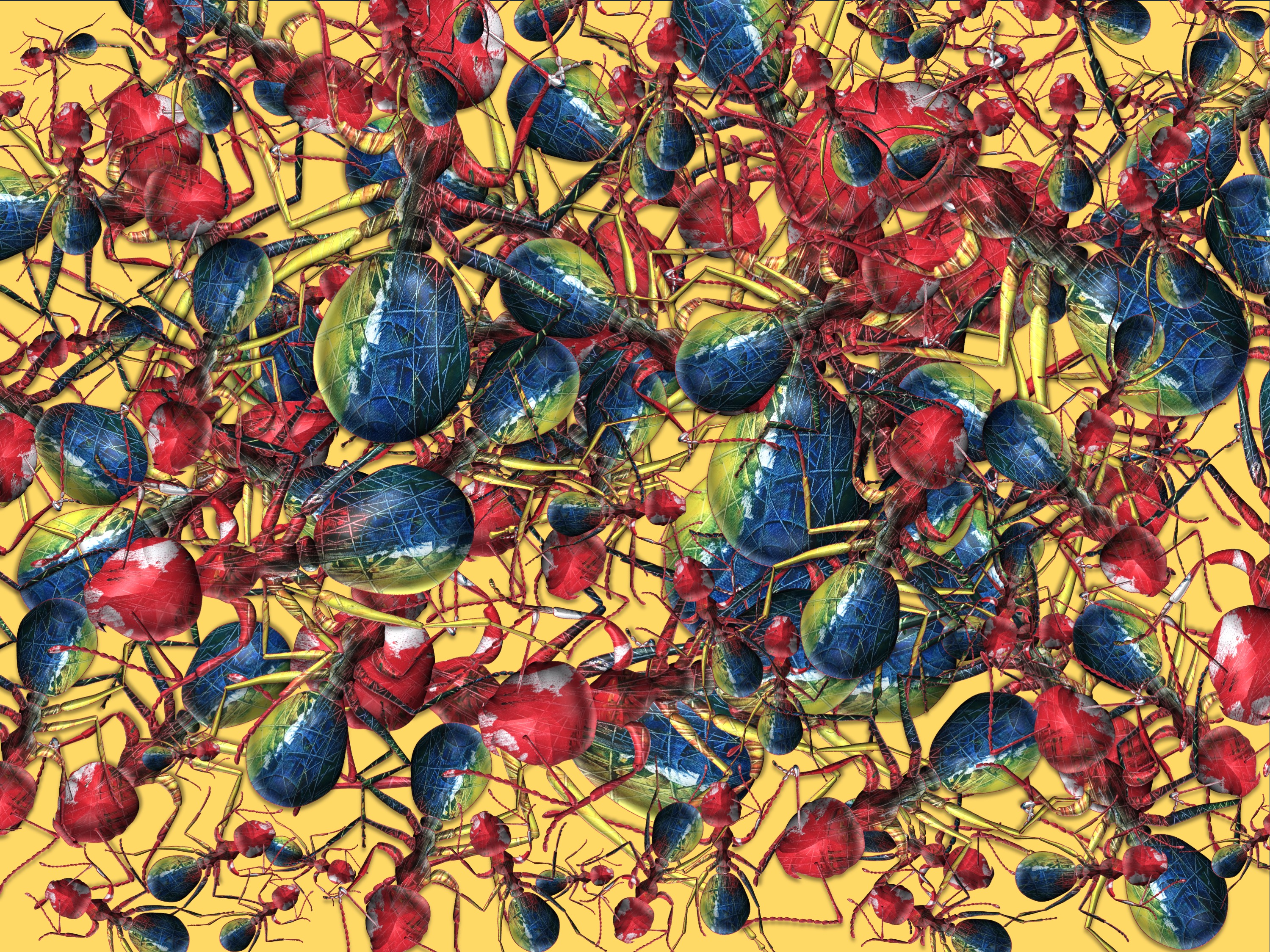 maybe ants (ants seldom live alone); (just a dream); (combined painting technique; version No I; 2026-03-21)