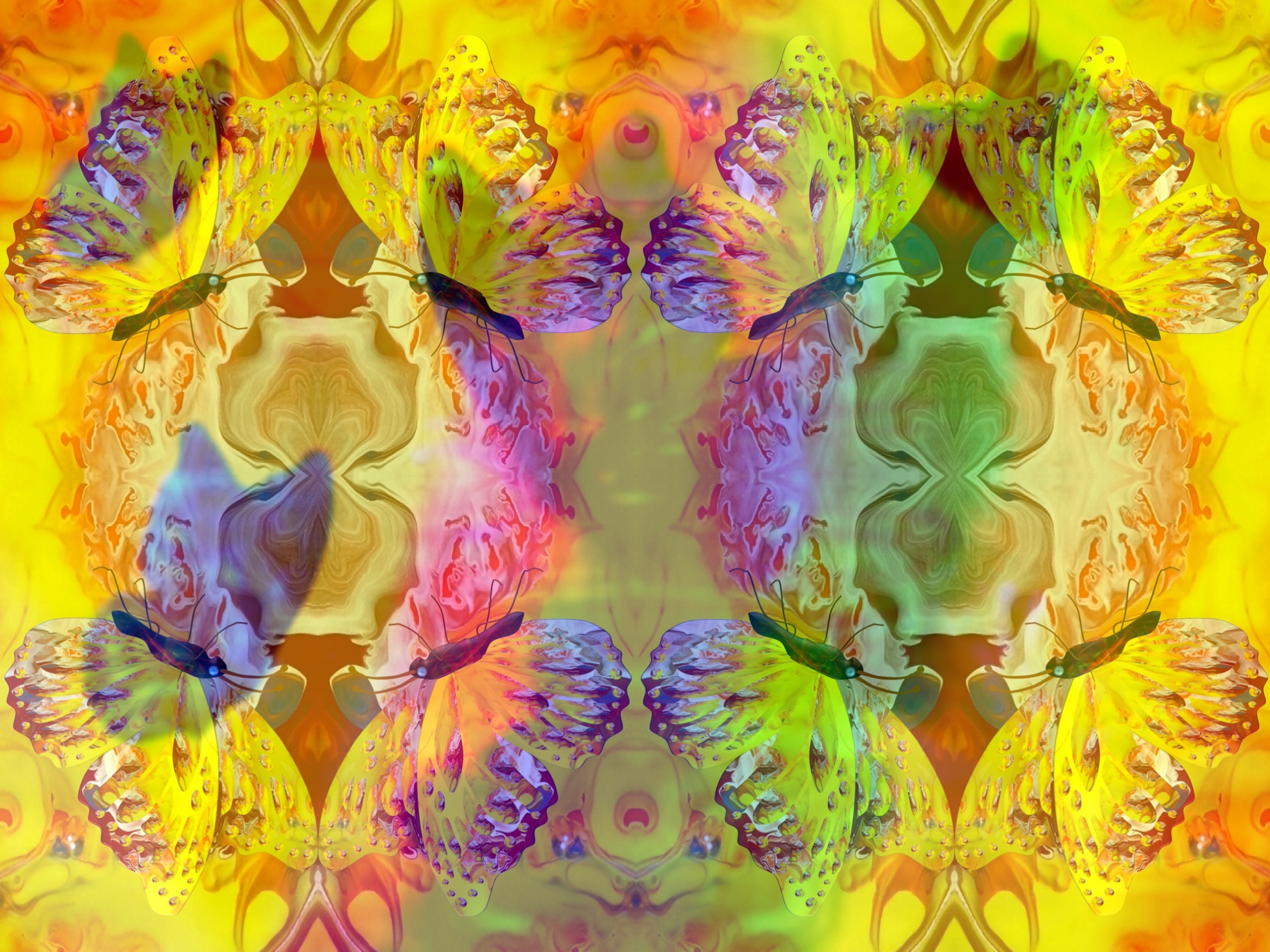 many butterflies (maybe a draft for a challenging puzzle); (combined painting technique; 2025-09-21)